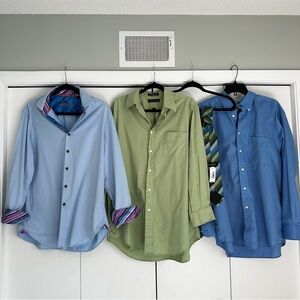 Stylish Men's Casual Button Down Shirts - Light Blue, Green, Blue & NWT tie